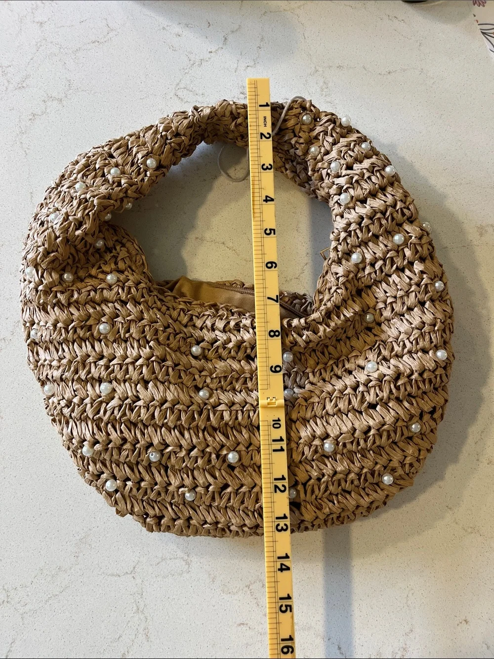Haute Hippie Braided Tan Hobo with Pearl Accents